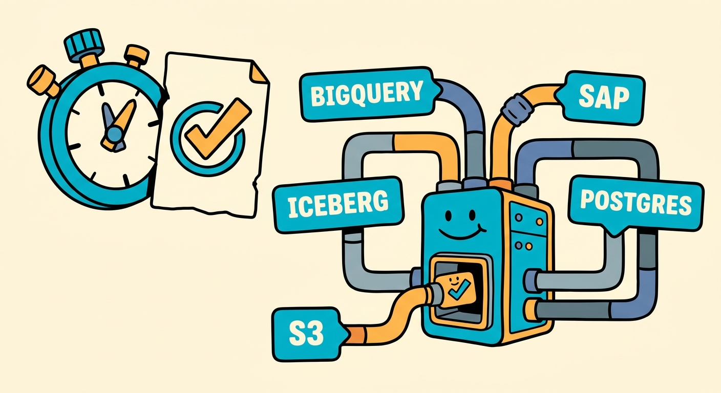 flAPI turns a long-running query across BigQuery, SAP, Iceberg, Postgres and S3 into a task that returns instantly